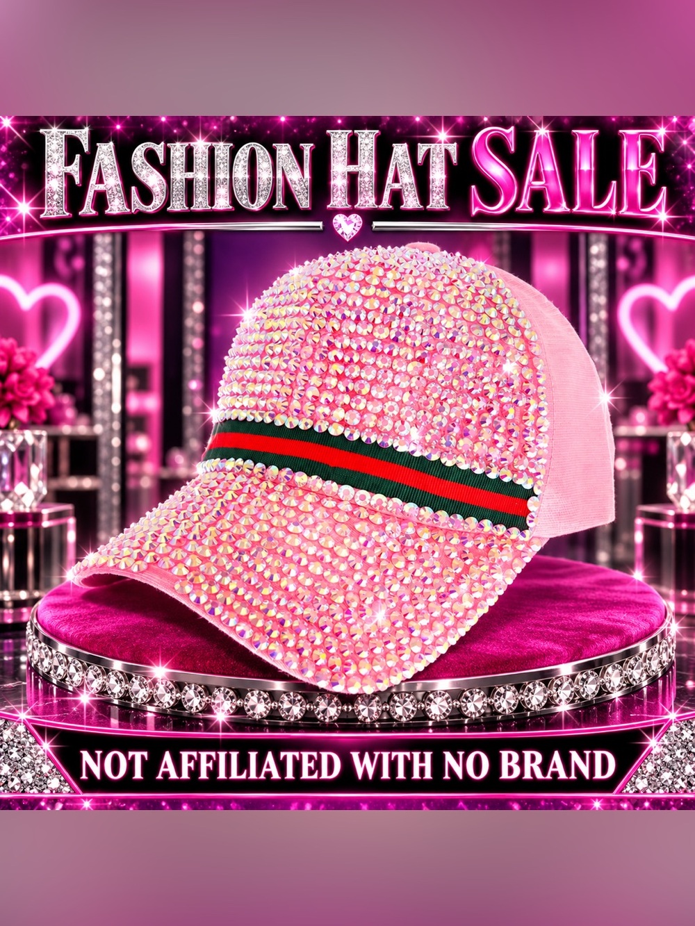FASHION! Women's Pink Crystal Cap